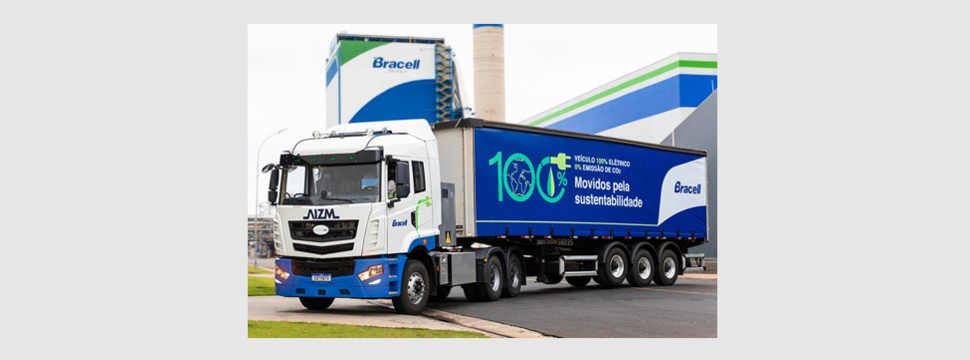 Bracell adopts the use of a 100% electric truck for pulp transport