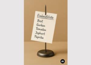 Zettelspieß mit Einkaufsliste