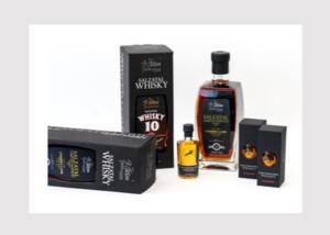 Verpackungslösungen aus schwarzen Premium-Recyclingpapieren reussischen Whisky und Salzatal Whisky