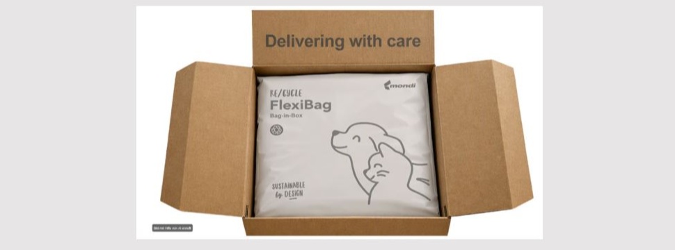 Das innovative Konzept von Mondi kombiniert einen Wellpappen-Umkarton mit einer recycelbaren, lasermarkierten flexiblen Verpackung.