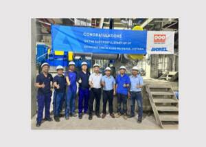 The teams of ANDRITZ and Xuan Mai Paper celebrate the successful start-up of another DIP line at Xuan Mai’s mill in Ho Chi Minh City, Vietnam.