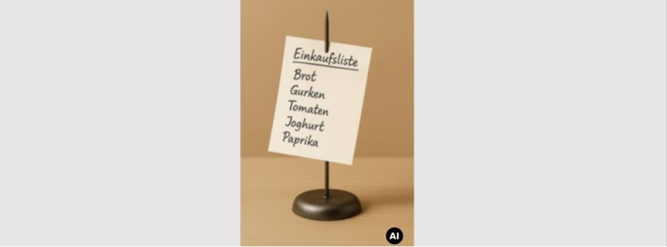 Note skewer with shopping list