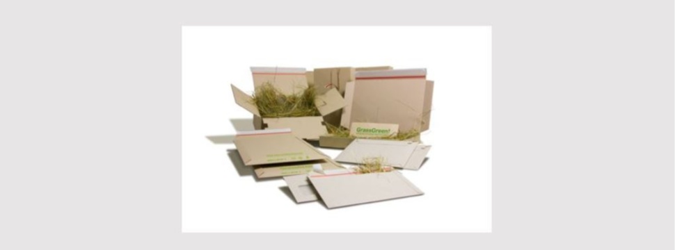 New shipping packaging made from grass cardboard