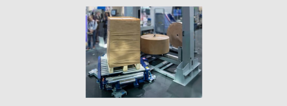 The fully automated wrapping machine can wrap up to 60 pallets per hour.