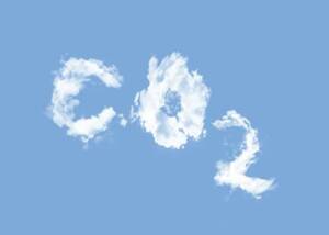 CO2 on blue background