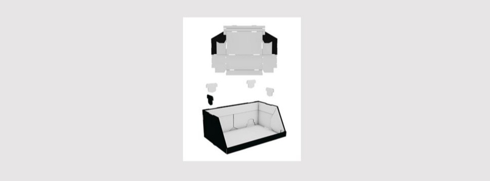 Vorgeklebtes Tray auf Mehrwegpalette