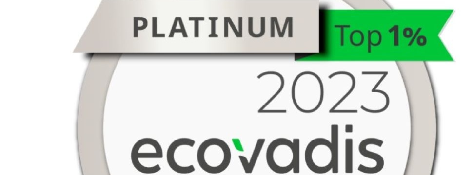 Confirmation of a “Platinum” rating for 2023 from the independent agency EcoVadis with a score of 84/100