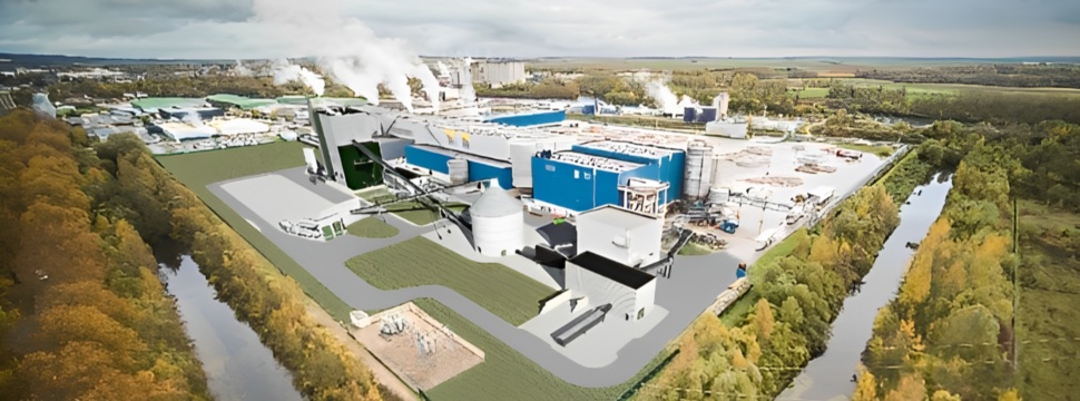 Erste Skizze der SAICA-Anlage in Nogent, die Biomasse und Papierabfälle verarbeiten wird.