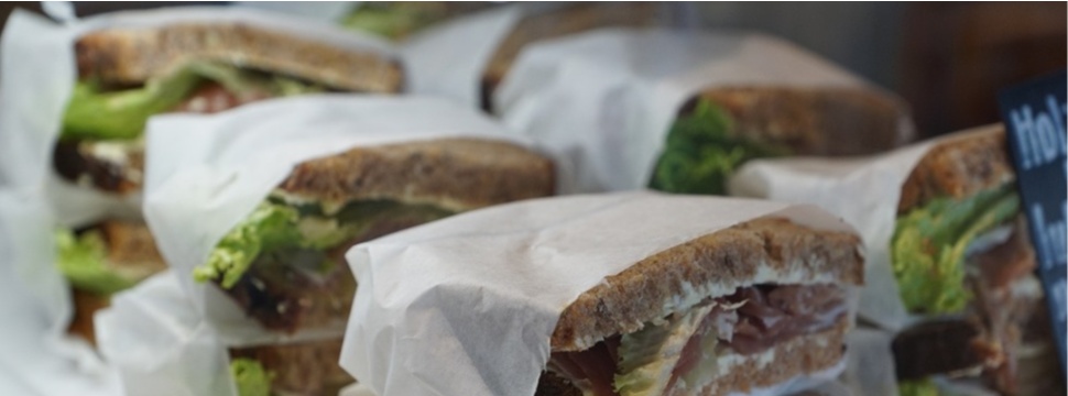 Sandwiches wrapped in sandwich paper