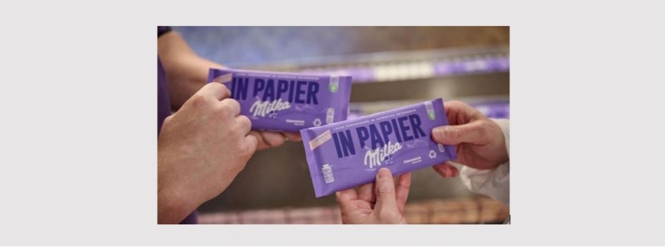 Milka testet Tafelschokolade in Papier verpackt