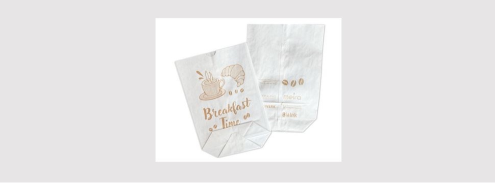 Papier-Kreuzbodenbeutel mit biobasierter Tinte bedruckt