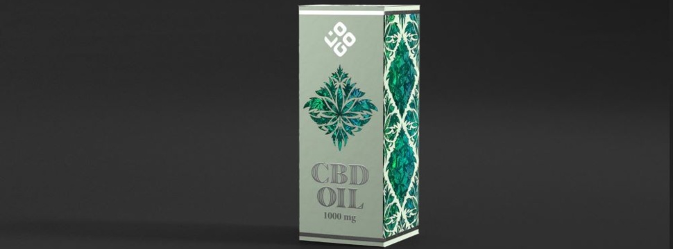 CBD-Öl-Musterverpackung mit Effekten