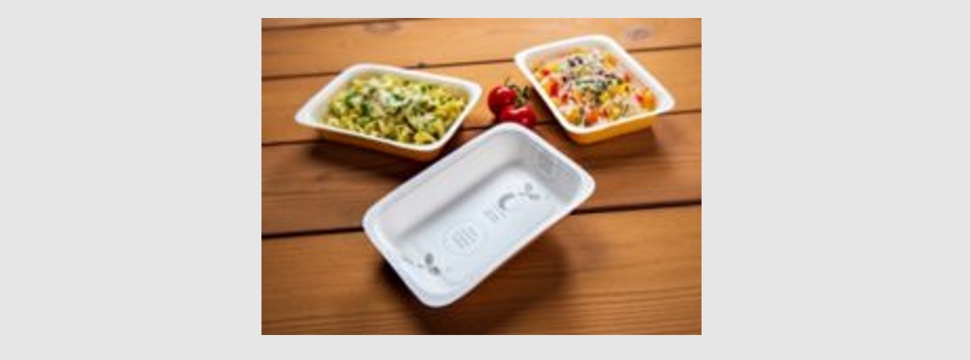Certified compostable paper trays for ready-to-eat meals with ecovio® coating