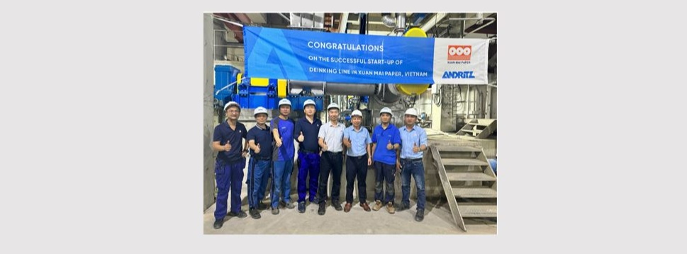 The teams of ANDRITZ and Xuan Mai Paper celebrate the successful start-up of another DIP line at Xuan Mai’s mill in Ho Chi Minh City, Vietnam.