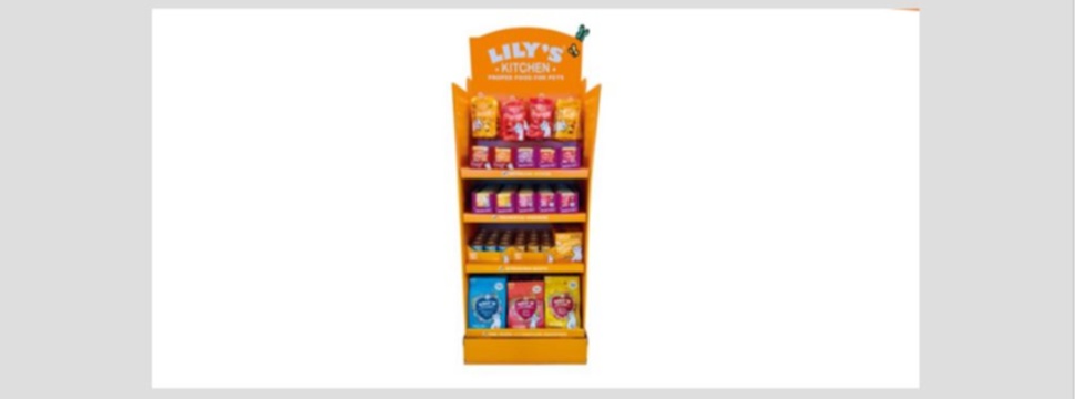 An innovation for the German pet food market is Lily's Kitchen, attractively presented in a secondary placement fully customized by Panther Display.
