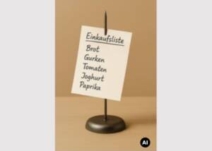 Note skewer with shopping list