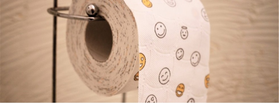 Toilet paper roll with sheet hang at the front